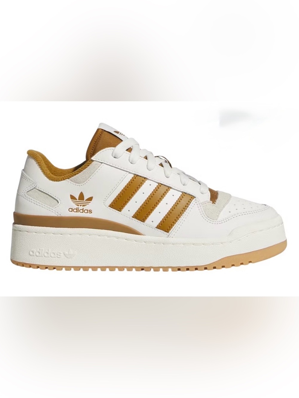 Adidas Forum Bold Stripes Women's Shoes in the Cloud White/Bronze Strata- sz 5